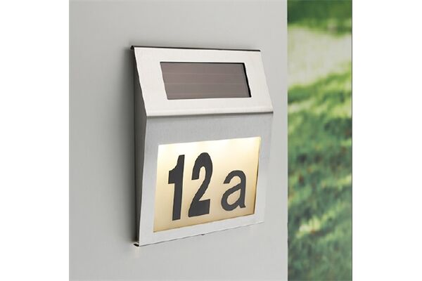  LED-Hausnummer, Solar, Edelstahl, 18 x 3 x 20 cm
