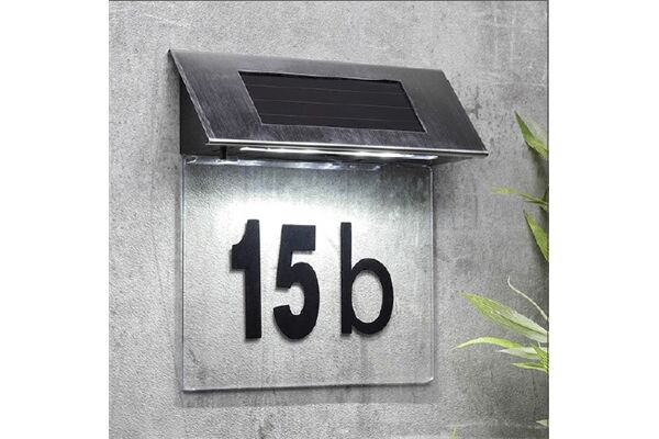  LED-Hausnummer, Solar, 19 x 18,5 x 5cm