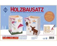 13 tlg. Holzbausatz, Teelichthalter, Elch/Pilz