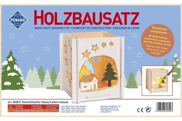 5 tlg. Holzbausatz Teelichthalter, Haus