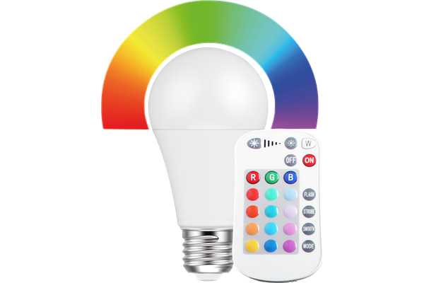  LED Birnenform 9W, E27, 810lm, RGB+WW