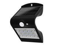 LED Solar-Wandleuchte IP65, 120°, 1.5W 220lm 3000K (schwarz)
