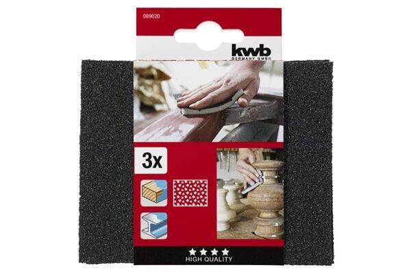 KWB Schleifschwamm, mittel, 125 x 100 x 10 mm, 3 St.