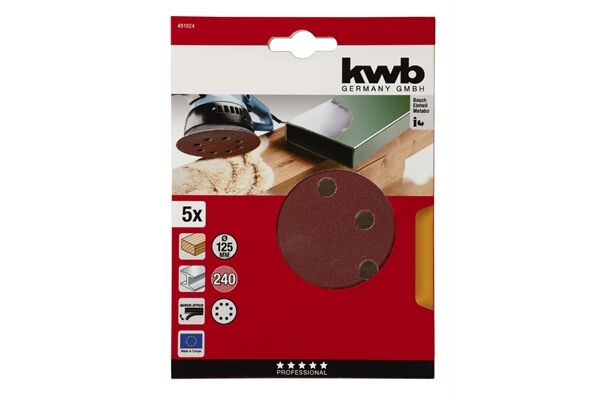  Klett-Haftscheiben gelocht Ø 125 mm, K 240, 5 St.