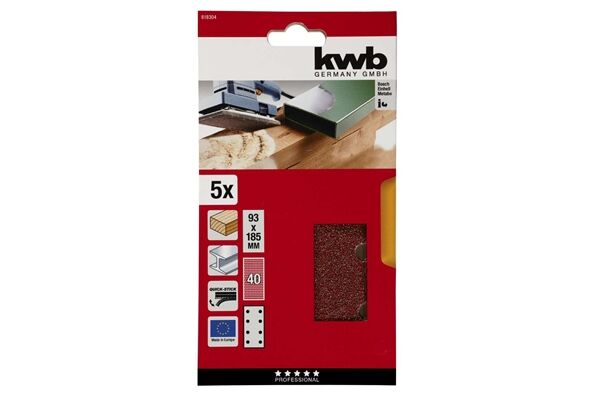  Schleifstreifen gelocht, 93 x 185 mm, K40, 5 St.