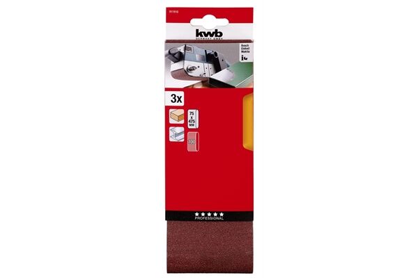  Schleifbänder Korund, 75 x 457 mm K100, 3 St.
