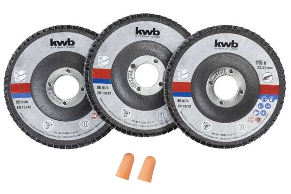  Schleifmopteller-Set, Ø 115 x 22 mm, 3-tlg.
