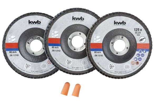  Schleifmopteller-Set, Ø 125 x 22 mm, 3-tlg.
