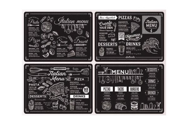 Kaiman Platzsets, 2,0 mm, PP, 44 cm x 29 cm, Menu