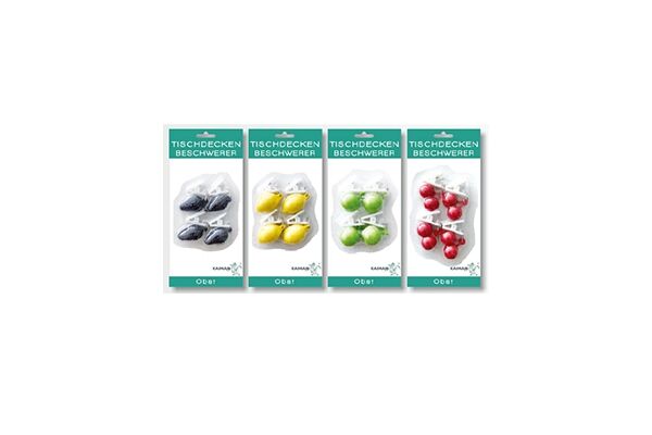 Kaiman Tischdeckenbeschwerer Obstformen, Kunststoff 4 St.