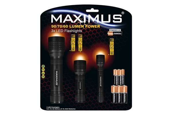  3er Set LED-Taschenlampen, 1/3/3 W