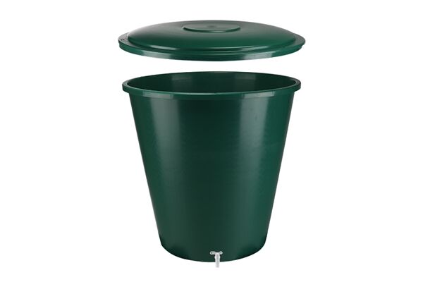  Regentonne mit Deckel, rund, 200 L