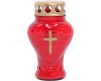 Grablicht, Herz, 17 cm, mit Deckel (rot)
