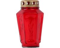 Grablicht, Sechseck, 17 cm, mit Deckel, N3 Ersatz (rot)
