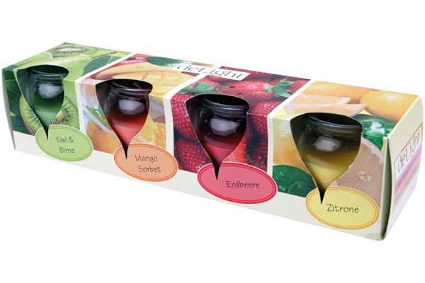  4x Duftkerze Fruit Selection Ø 5,8 cm x 6 cm