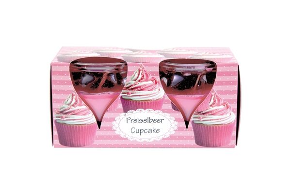  2x Duftkerze Preiselbeer-Cupcake Ø 5,8 cm x 6 cm