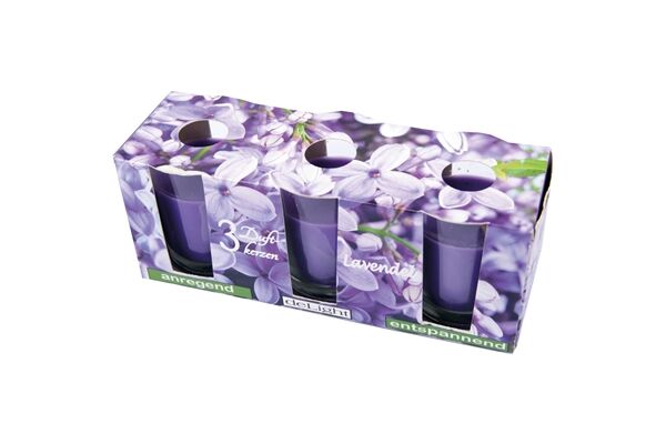  3x Duftkerze Lavendel Ø 4,5 cm x 6,5 cm