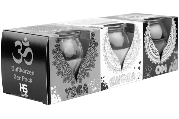  3x Duftkerze Yoga Ø 5,8 cm x 6 cm