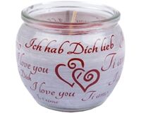 Duftkerze Rosenblüten, I love you, Ø 7 cm x 6 cm (rot)