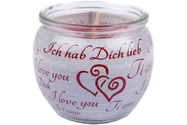  Duftkerze Rosenblüten, I love you, Ø 7 cm x 6 cm