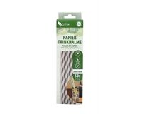 50 Papiertrinkhalme, ø 6 mm, 20 cm (weiß/silber)