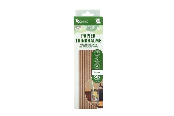  50 Papiertrinkhalme, ø 6 mm, 20 cm