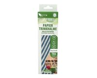 16 Papiertrinkhalme Smoothie, ø 8 mm, 20 cm (weiß/hellblau)