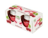 2x Macaron Kerzen, Ø 6 cm x 5 cm (cherry)