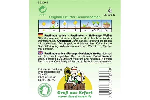  Saatgut Pastinaken, Halblange Weiße