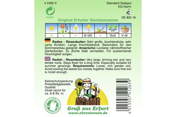  Radies Riesenbutter Saatgut inklusive Stecketikett