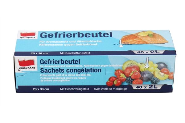  Gefrierbeutel, 40 St., ohne Clips, 2 L
