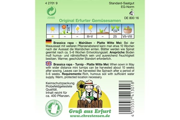  Saatgut Mairübe Holländische Weiße,