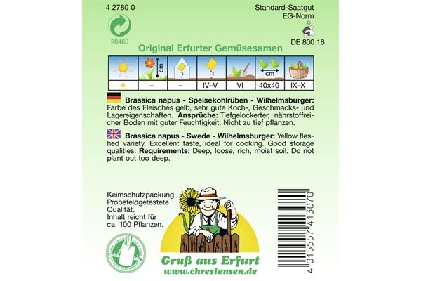  Saatgut Speisekohlrübe Wilhelmsburger,