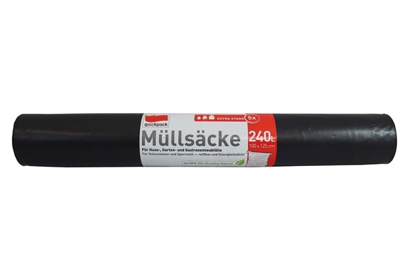  5 Containermüllsäcke, Hochdruck LDPE, 240 L