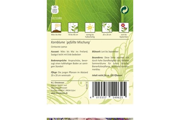  Saatgut Centaurea, Kornblumen,gefüllte Mischung,