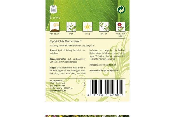  Saatgut Japanischer Blumenrasen,