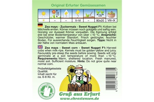  Saatgut Zuckermais, Sweet Nugget, F1,