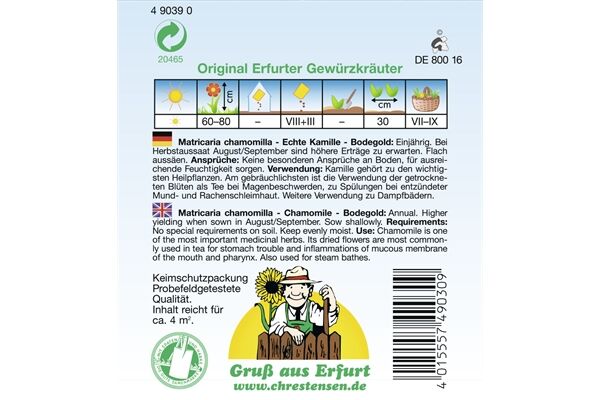  Saatgut Kamille, Bodegold, Heilpflanze