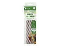 24 Papiertrinkhalme, ø 6 mm, 20 cm (weiß/silber)