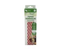 50 Papiertrinkhalme, ø 6 mm, 20 cm (weiß/rot)