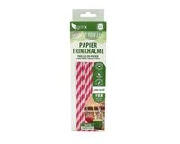 16 Papiertrinkhalme für Smoothie, ø 8 mm, 20 cm (weiß/pink)