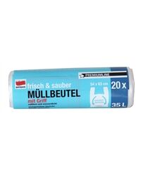 Müllbeutel Tragegriff, 20 St., extra stark, 35 L (transparent)