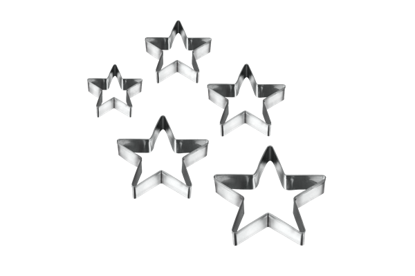  5 tlg. Ausstecher Set, Motiv: Sterne