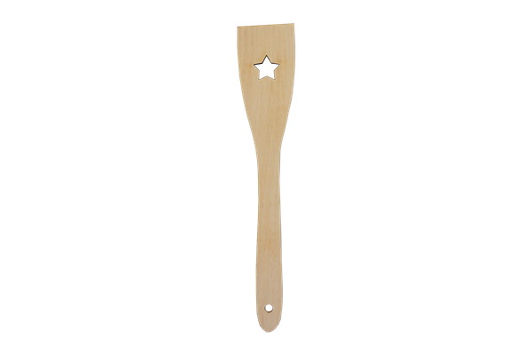 Pfannenwender, 30 cm Sternmotiv, Holz