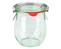 WECK Tulpenglas 220 ml, Glasdeckel, Gummiring