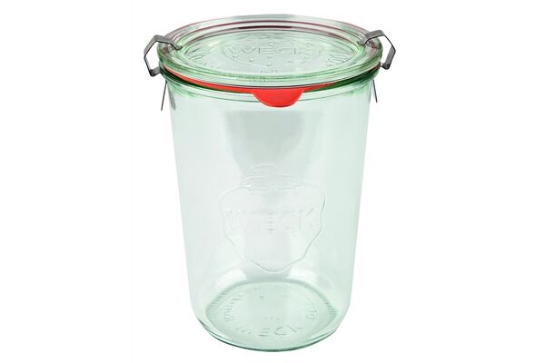 WECK Sturzglas 850 ml, Glasdeckel, Gummiring