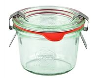 WECK Mini-Sturzglas 80 ml, Glasdeckel, Gummiring