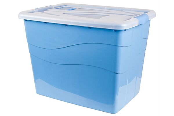  Box mit Deckel und Rollen, PP, 46x62x45 cm, 80 L