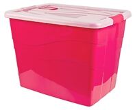Box mit Deckel und Rollen, PP, 46x62x45 cm, 80 L (pink)