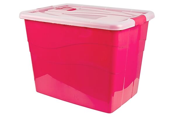  Box mit Deckel und Rollen, PP, 46x62x45 cm, 80 L